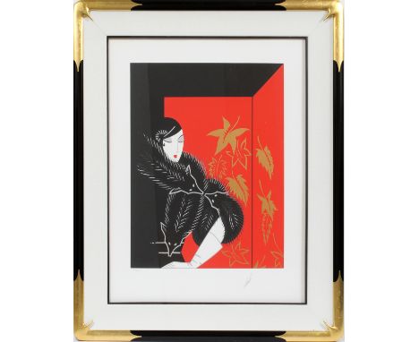 ERTE (RUSSIAN/FRENCH, 1892-1990), COLOR SILKSCREEN, H 21", W 17", "FURS" Framed and matted under glass. Pencil signed lower r