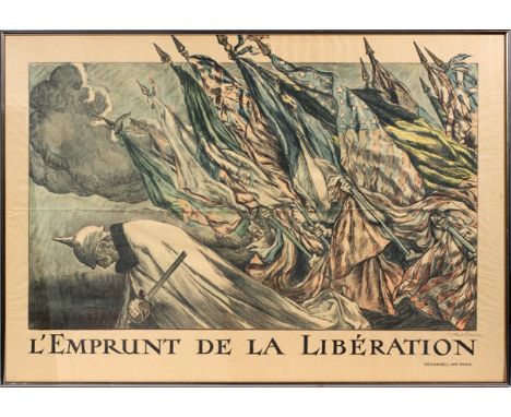 JULES-ABEL FAIVRE (FRENCH, 1867-1945), WWI PROPAGANDA POSTER, 1918, H 31", W 45", "LE EMPRUNT DE LA LIBERATION"Jules Abel Fai