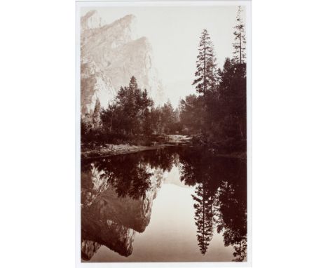 CARLETON WATKINS, ALBUMEN PRINT, "MIRROR VIEW OF THREE BROTHERS", C. 1867, H 12", W 8"Titled on recto; Halsted Gallery, Birmi
