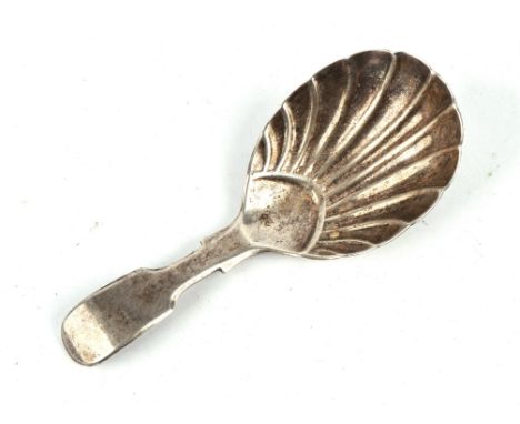 George Adams 19th century fiddle pattern silver caddy spoon, London 1859
