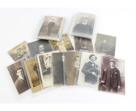 A quantity of early 20th century postcards, mainly military or Naval portrait shots.  13cm x 9cm. (approximately 50)