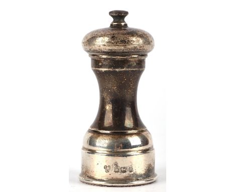Novelty silver salt pot in the form of a pepper grinder
