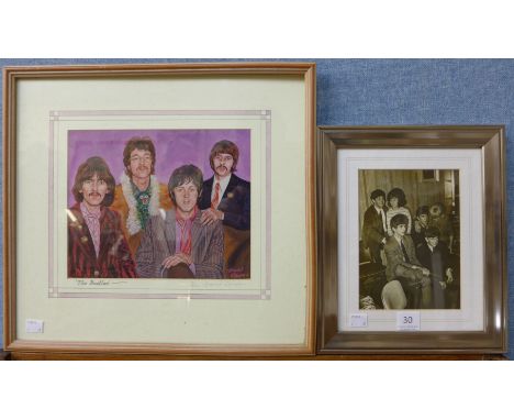 A signed David Coupe limited edition print, The Beatles, 19/250 and a photograph of The Beatles
