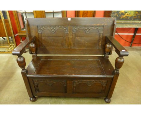 An oak monks bench
