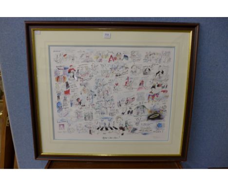 A T.M. Bohr signed print, How Time Flies, framed