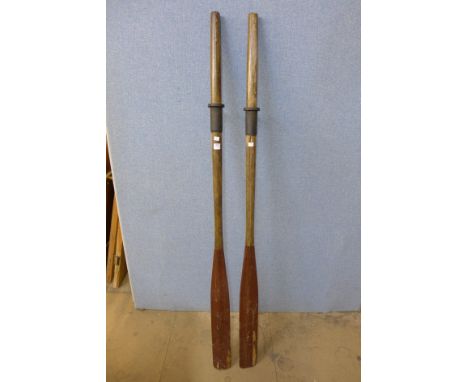 A pair of vintage oars