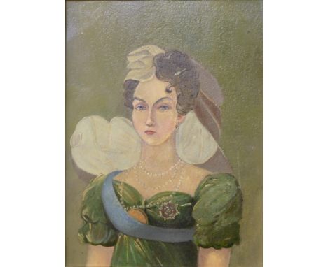 English School (19th Century), portrait of Queen Bess, oil on metal, framed