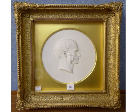 Albert Bruce-Joy (Irish 1842 -1924), plaster relief plaque, portrait of Captain John C. Templer Esq, 15th Middlesex Volunteer