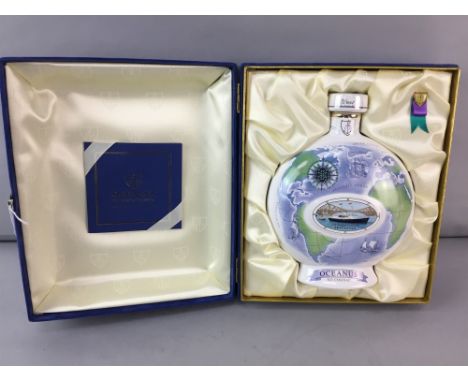 OCEANUS XO COGNAC TITANIC DECANTER XO COGNAC, Bottled By Scotia Duncarron Inernational, Ceramic Decanter depicting the Titani