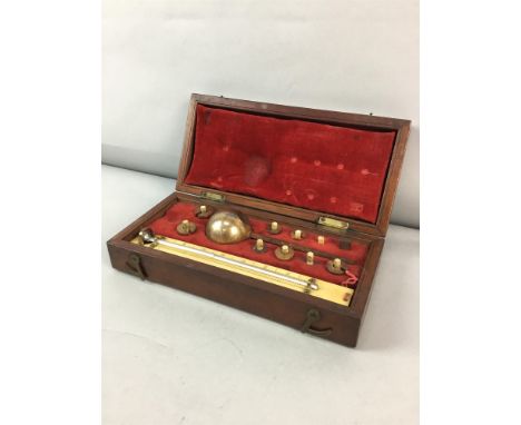 SIKES' HYDROMETER, in original fitted stained wood case