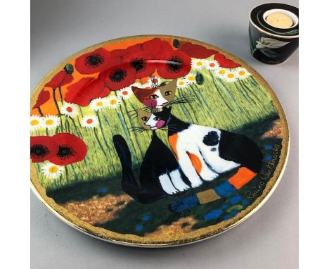 GOEBEL CIRCULAR PLATE, designed by Rosina Wachtmeister, in box and a Goebel candleholder by Tamara De Lempicka (2)