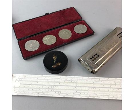 ZEISS IKON CAMERA, along with an Aristo ruler, two harmonicas and coins