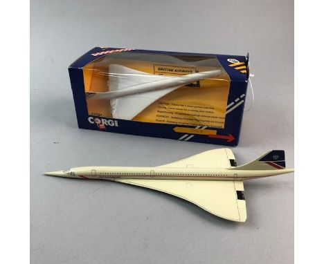 CORGI MODEL FIGURE OF CONCORDE C650/1, in original box, along with a second concorde figure, lacking box (2)