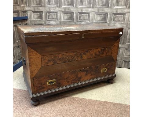 VICTORIAN SCUMBLED PINE BLANKET CHEST, 72cm x 108cm, along with a marble base table lamp