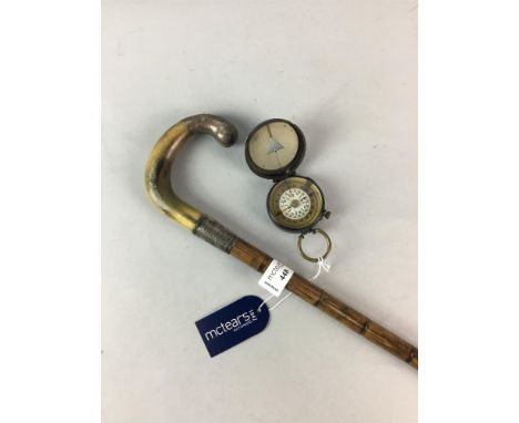 WWI COMPASS BY S. MORDAN, along with a silver mounted walking stick (2)