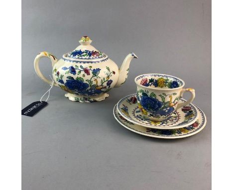 MASON'S 'REGENCY' PATTERN TEA SERVICE, comprising a tea pot, six trios, sugar and cream, along with a Coalport 'Revelry' part