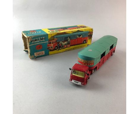 CORGI TOYS CIRCUS HORSE TRANSPORTER WITH HORSES, in box (damaged) along with three other boxed model vehicles comprising a Co