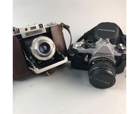 VINTAGE AGIFOLD CAMERA, in a leather case, along with another camera