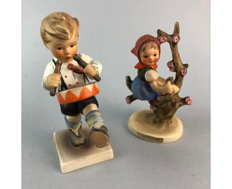 TWO HUMMEL FIGURES, 'Apple Tree Girl' and 'Little Drummer', along with a small group of other ceramic figures (6)