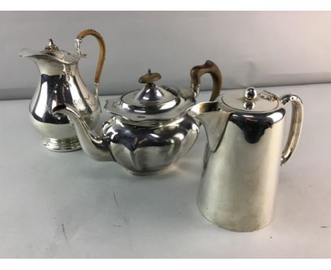 GROUP OF PLATED ITEMS, including tea service, cutlery, preserve jar on stand and other plates items