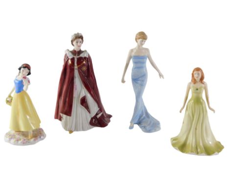 A Royal Worcester porcelain figure modelled as Queen Elizabeth II, in celebration of her 80th Birthday, together with A Royal