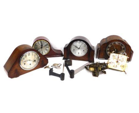 A quantity of mantel clocks and clock movements. 