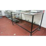 [Lot} Stainless tables & cart, (1) 33" x 20" 3-tier cart, (1) 6' x 3' x 3' stainless top table,