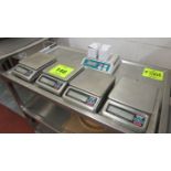 [Lot] (5) Digital scales, (4) Doran PC-400, cap 2.2 x 0.001 lb: 35 x 0.02 oz, 1000 x 0.5 g, (1)