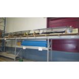 Stewart Systems pan conveyor, 20' long, 12" plastic belt, 1 hp drive (never installed)