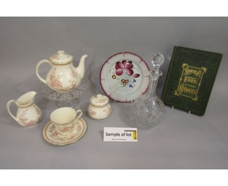 A six place Royal Doulton Lisette tea set from the Romance collection including teapot, milk jug, covered sugar bowl, six cup