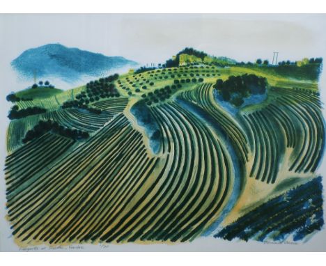 Bernard Cheese (1925-2013) - 'Vineyards at Suzette, Vancluse', signed, 1/30 lithograph, 52 x 72cm, framed