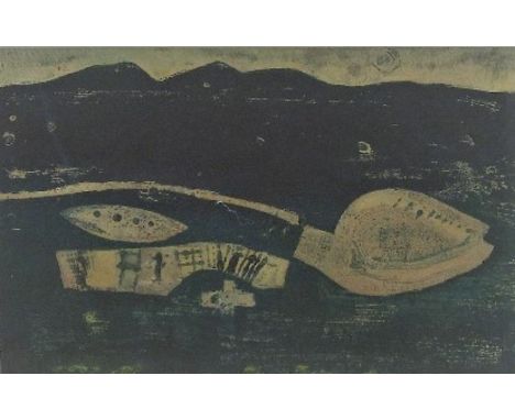 Robert Breman (20th century) - 'Celtic Landscape', oil on paper, 16 x 24cm, framed
