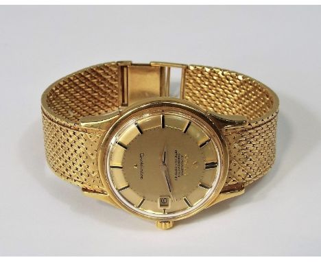 Gent's 18ct Omega Constellation Automatic Chronometer, the gilt pie-pan dial with black baton markers and date aperture upon 