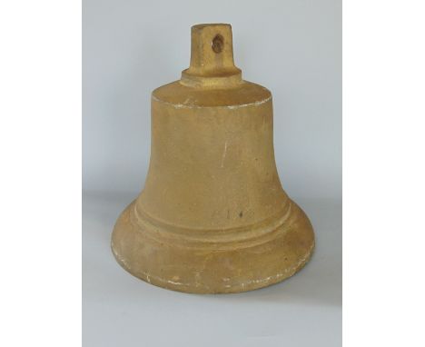 A 19th century cast bronze turret bell with later painted finish, 20 cm diameter