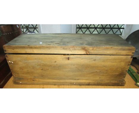 A vintage stripped pine carpenters box with hinged lid and removeable segmented trays, containing a small quantity of related