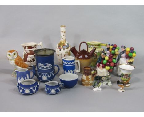 A collection of ceramics including a Royal Doulton figure The Old Balloon Seller HN1315, a Royal Doulton figure of Biddy Penn