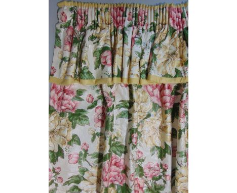 Collection of curtains including a pair in floral chintz 'Abbotsbury' fabric by Ramm, lined and thermal lined with pencil ple