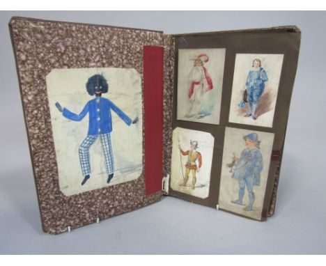 Nathan's costume House leather bound scrap book containing inspirational scraps for designs of childrens costume