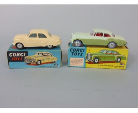 Two boxed Corgi toys including Vauxhall Velox Saloon 203 and Bentley Continental Sports Saloon 224 (2)