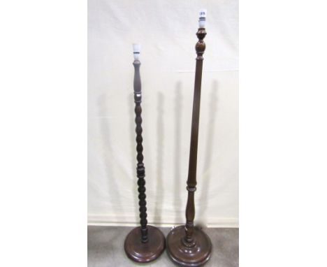 Two lamp standards, one with reeded, one with bobbin column