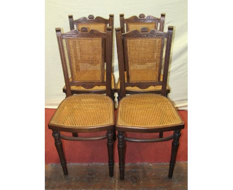 A JeJ Kohn continental beechwood parlour room suite comprising two seat sofa, four matching single chairs with cane panelled 