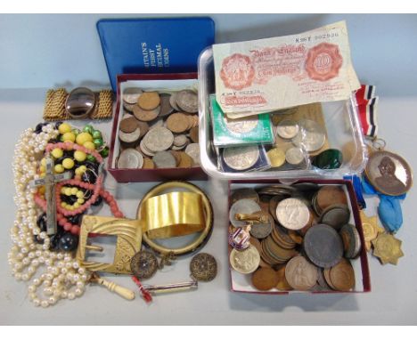 A mixed collection of 19th century and later English and some foreign coinage, silver and bronze, special constabulary faithf