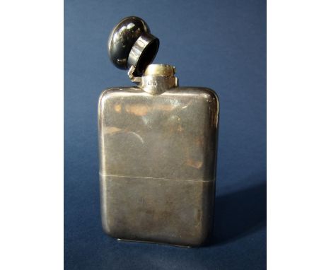 Edwardian silver hip flask, the sleeve with gilt interior, maker CC, Chester 1906, 12.5cm long, 6.5oz approx