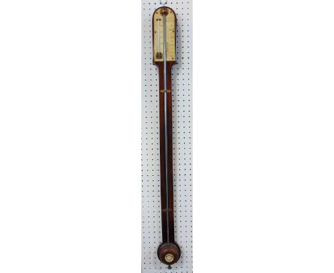 Mappin of Birmingham oak stick barometer thermometer, 82cm high