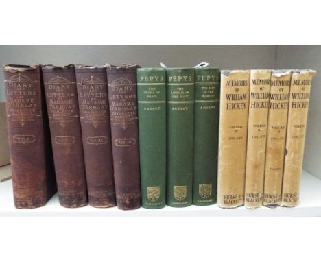 Three volumes on Samuel Pepys by Arthur Bryant published by Cambridge University Press 1936, four volumes of The Diaries &amp
