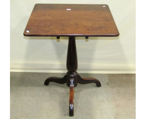 A 19th century mahogany snaptop occasional table of rectangular form, raised on a turned pillar and shaped tripod