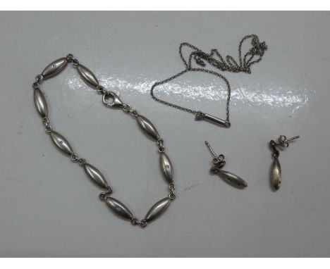 Silver Bracelet, Earrings and Chain