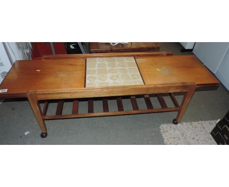 1970's Coffee Table with Slide Out Top and Ladder Shelf under 