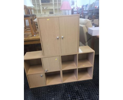 Light Wood Modern Shelving with Cupboards 