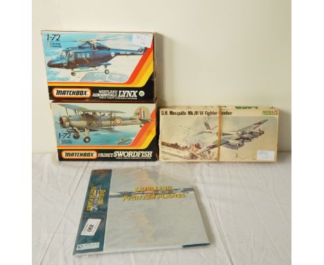 A Frog aircraft model kit for DH Mosquito MKIV/VI Flighter Bomber, two Matchbox model kits and one other item (4) 